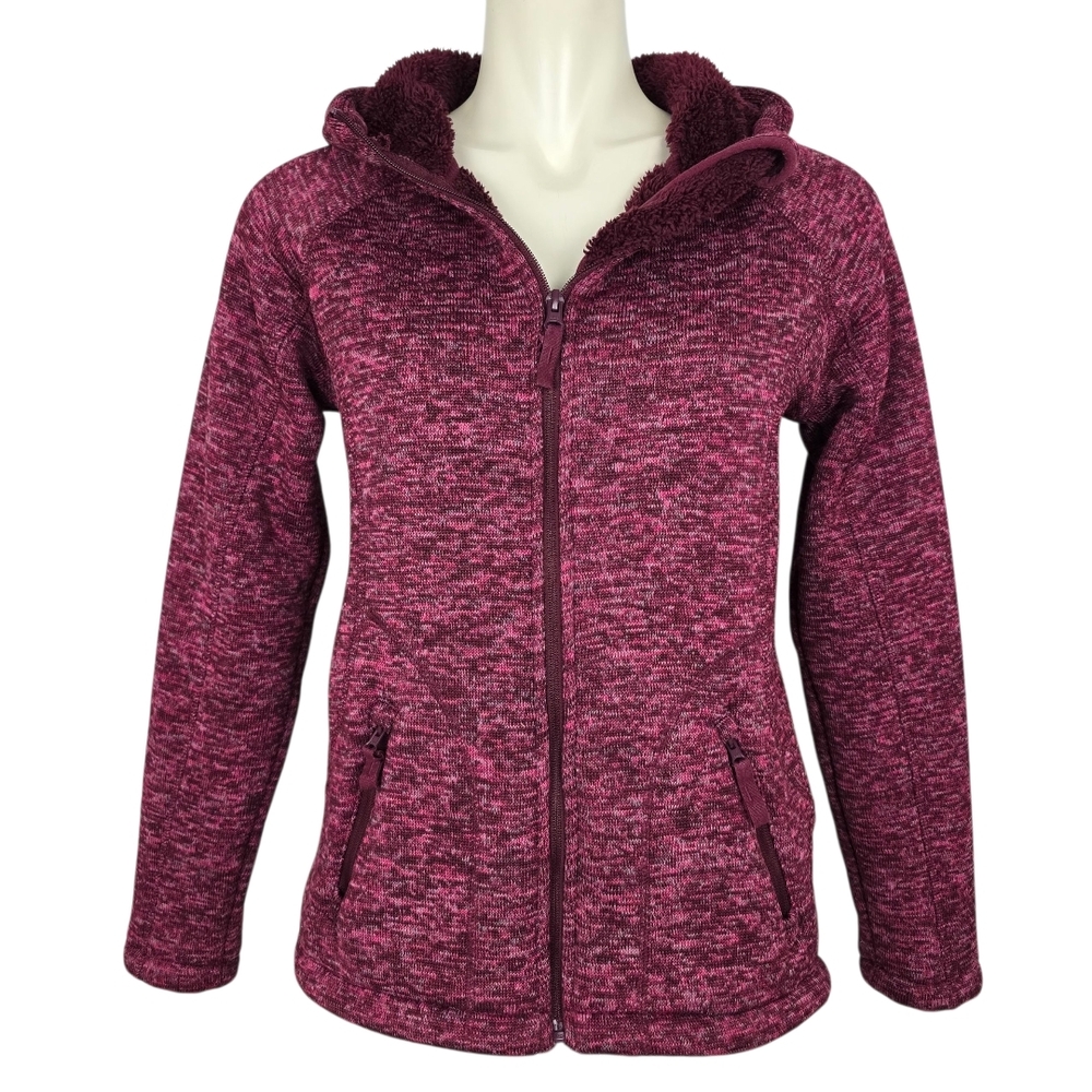 Mountain Watehouse Women's Zip Up Hoodie Heathered Purple Plush Fleece Lining 4